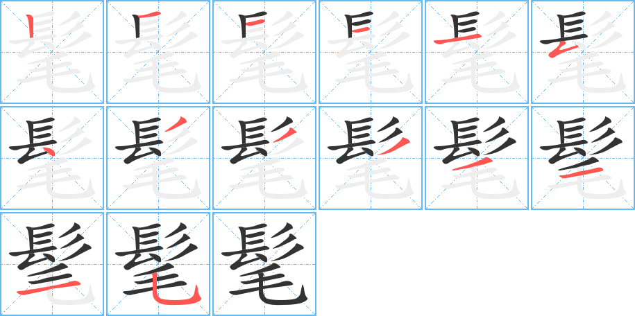 髦的笔画顺序