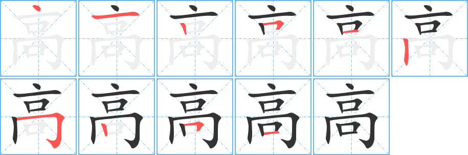 高的笔画顺序