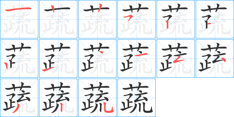 蔬的笔画顺序